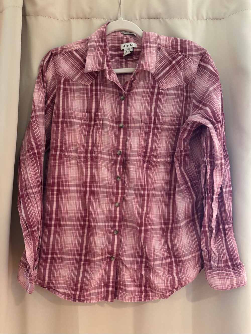 Ariat Pink Plaid Snap-Front Western Shirt